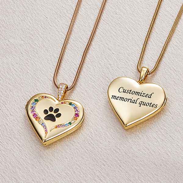 Rainbow Bridge Dog Paw Locket Necklace