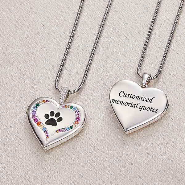 Rainbow Bridge Dog Paw Locket Necklace