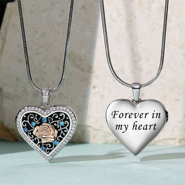 Two Color Heart-shaped Rose Locket