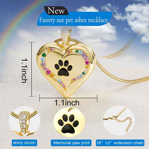 Rainbow Bridge Dog Paw Locket Necklace