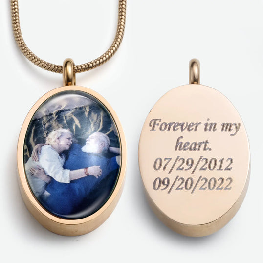 Heart Urn Necklace for Ashes with Pictures