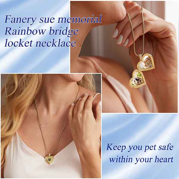 Rainbow Bridge Dog Paw Locket Necklace