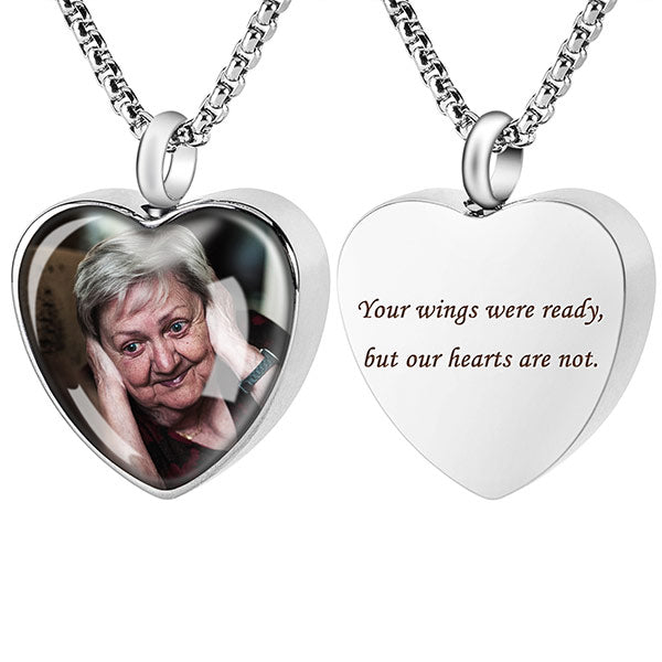 HGYCPP Personalized Custom Heart Pendant Photo Cremation Jewelry  Sublimation Urn Necklace for Ashes Keepsake Memorial Pendant 
