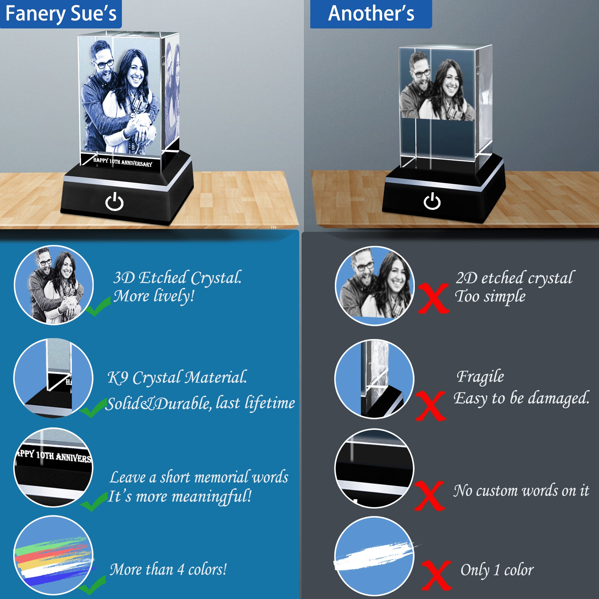 3D Photo Crystal Laser Engraved Crystal